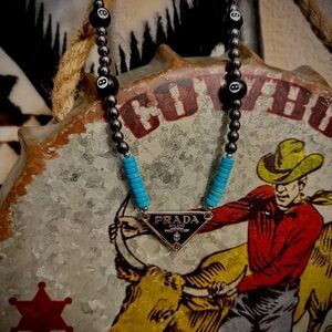 Prada Necklace with Turquoise and Black Accents